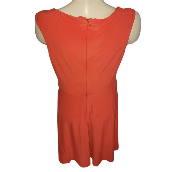 orange Sleeveless Scoop Neck Midi Dress With Waist Twist Detail & Back Zipper - Picture 5 of 10